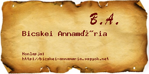 Bicskei Annamária névjegykártya